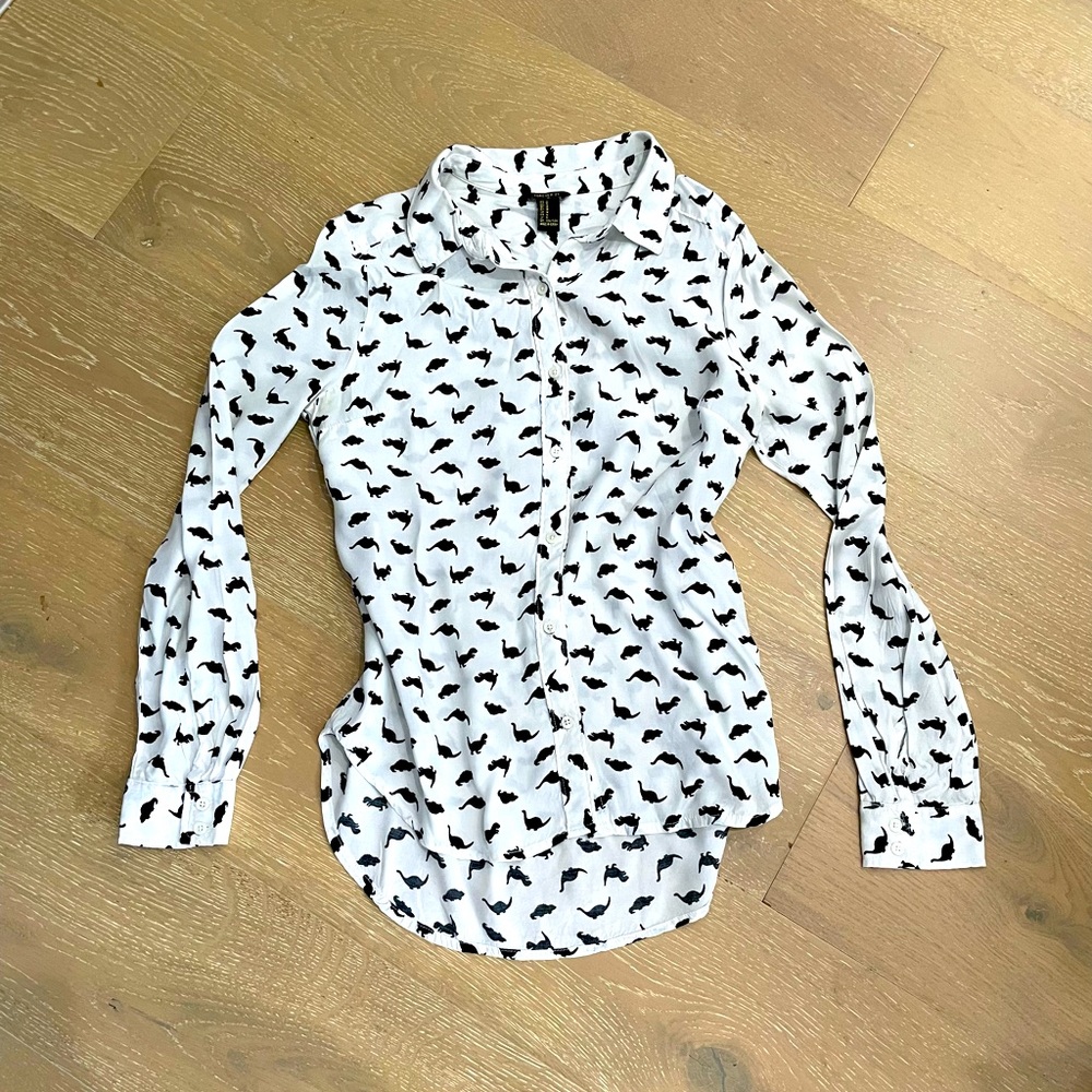 Forever21 Dinosaur Button Down Blouse